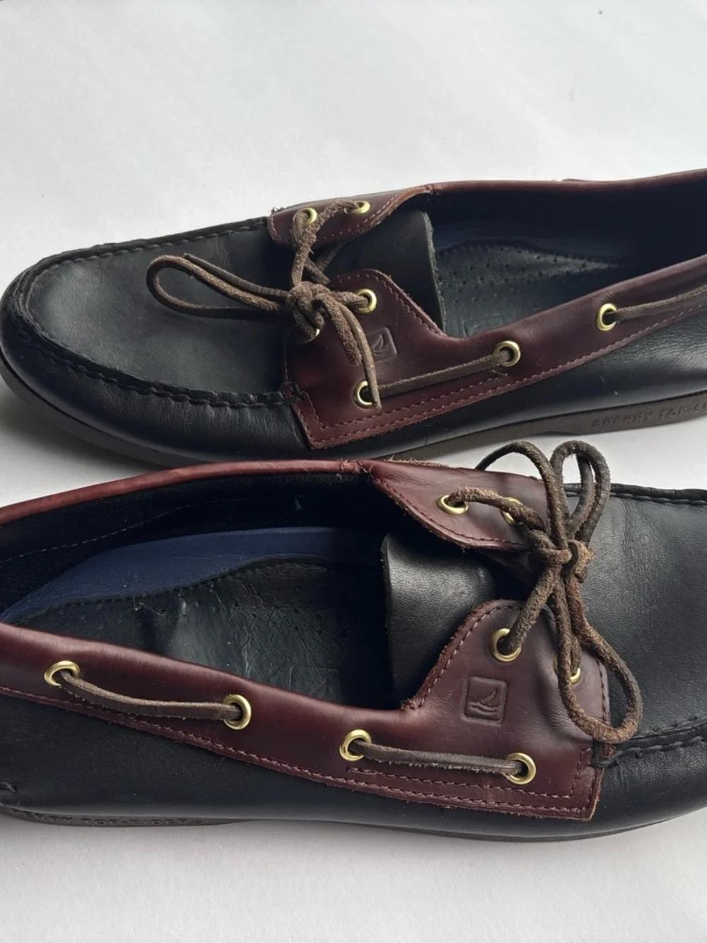 Sperry Two-Tone Leather Boat Shoes - Black and Brown